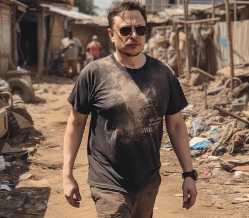 a man walking down a dirt road next to a shack