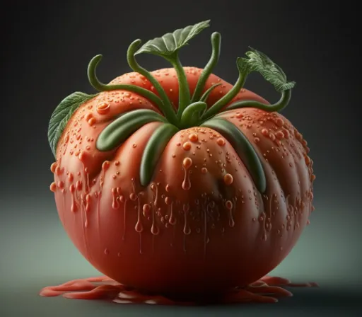 a ripe tomato with water drops on it