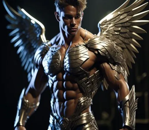 a man in a costume with wings on his chest