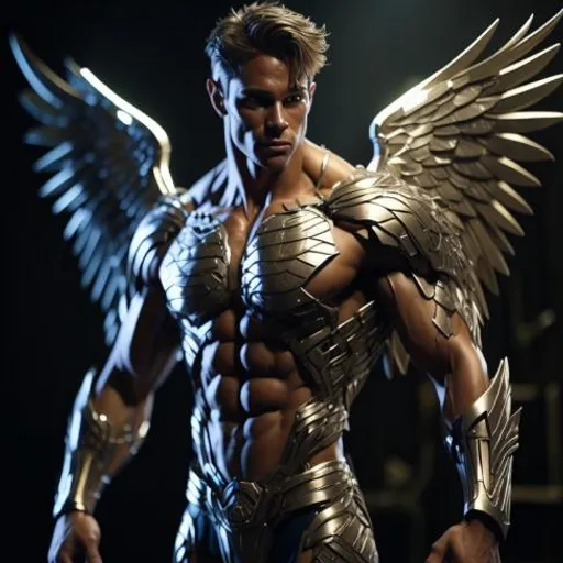 a man in a costume with wings on his chest