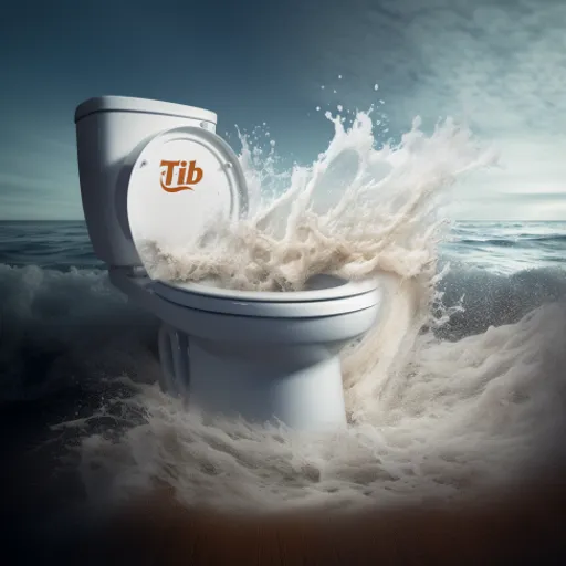 a toilet with the lid up in the water