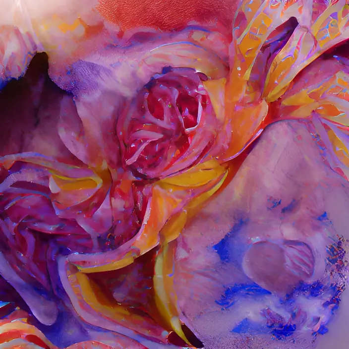 a close up of a painting of a flower