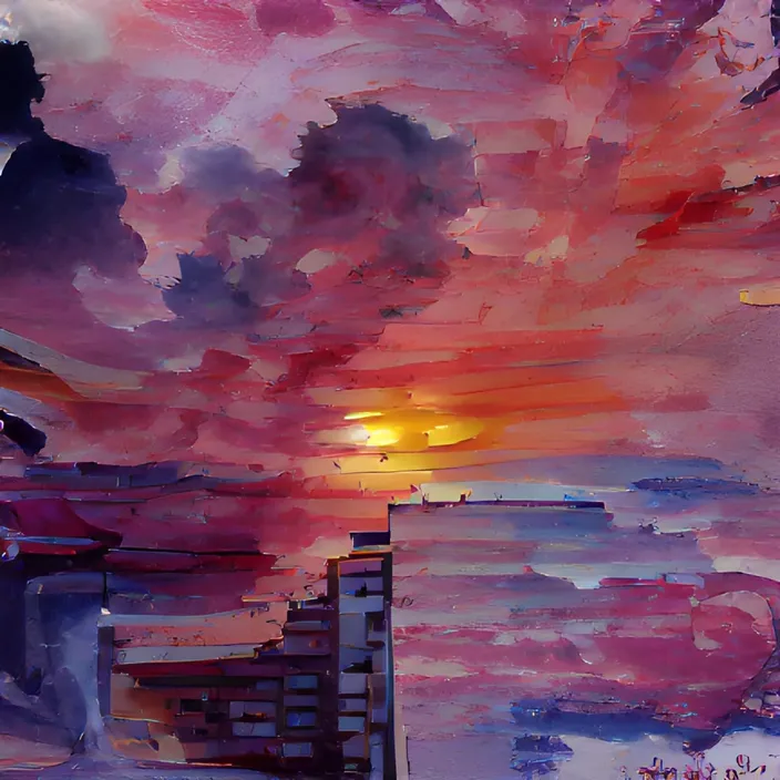 add post-impressionist art with the same colors and not too shine, mixed colors, sunset with the same colors