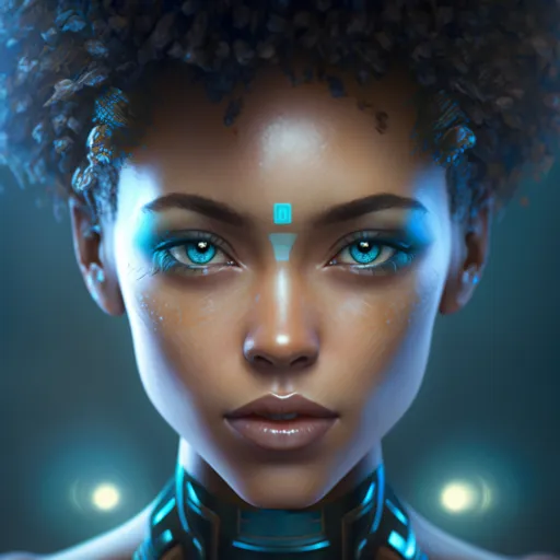 a digital painting of a woman with blue eyes