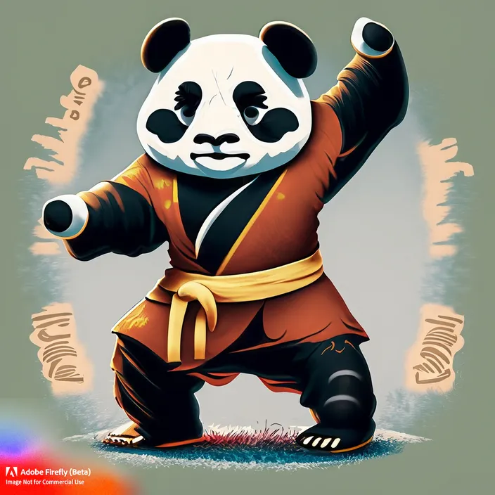 a panda bear dressed in a karate outfit