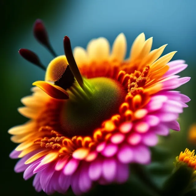 a close up of a flower with a blurry background