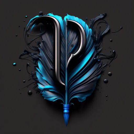 a blue feather with a black background