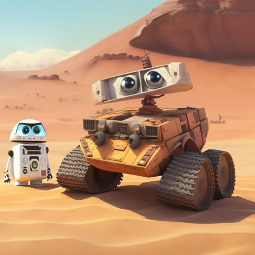 a robot and a robot in the desert