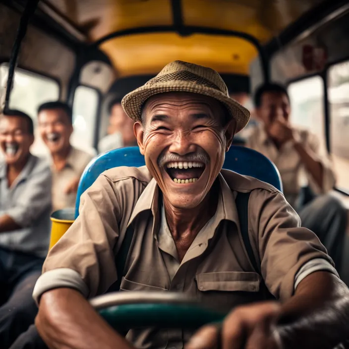 a group of men riding on the back of a bus