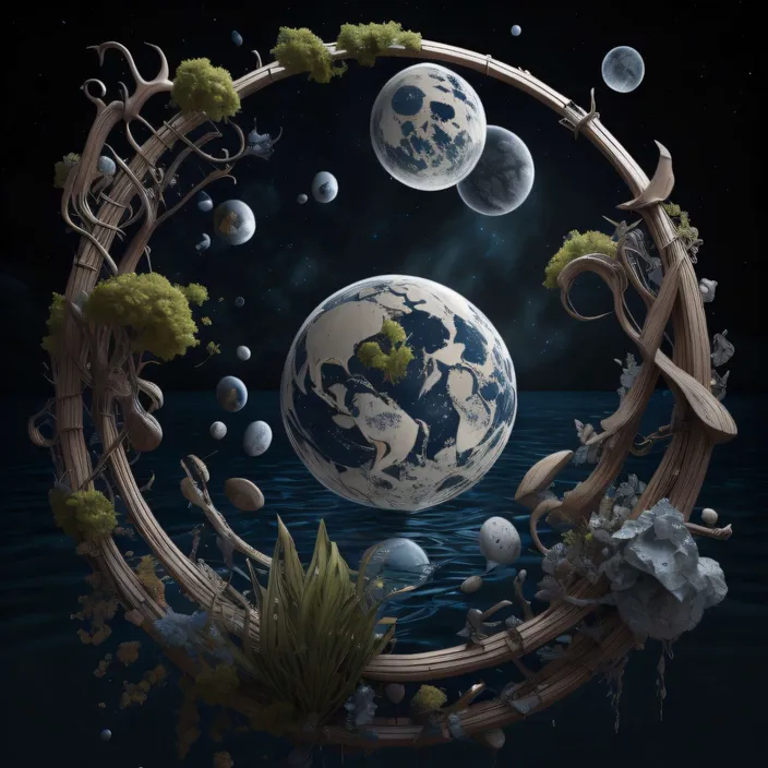 world, nature, natural environment, organism, art, font, painting, astronomical object, circle, globe