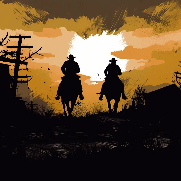 a couple of people riding on the backs of horses