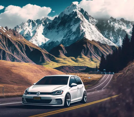 a white car driving down a mountain road