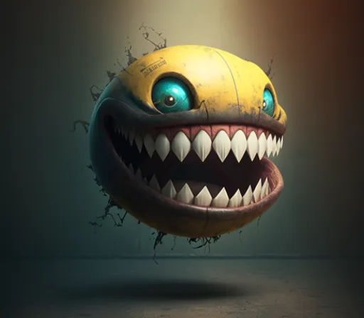 a yellow monster with a big mouth and big teeth