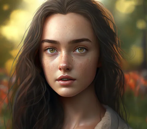 a digital painting of a woman with long hair