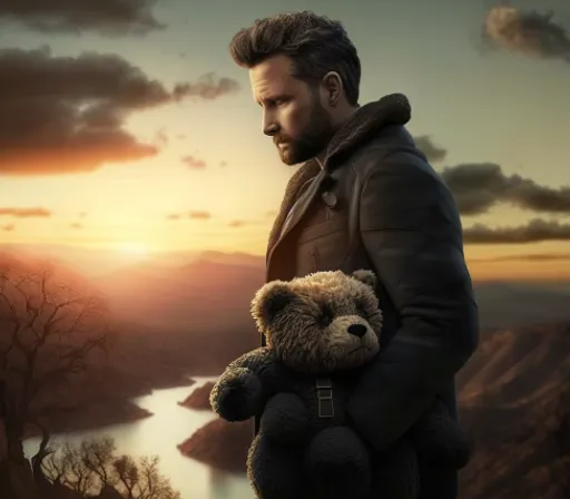 a man holding a teddy bear in his arms