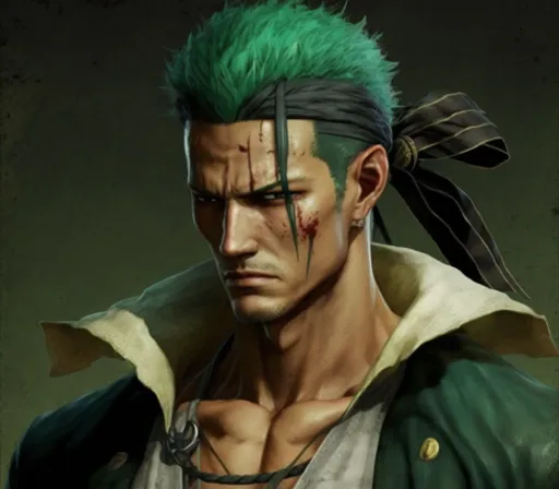 a man with green hair wearing a green outfit