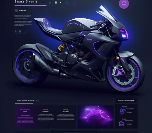 a motorcycle is shown with a purple light