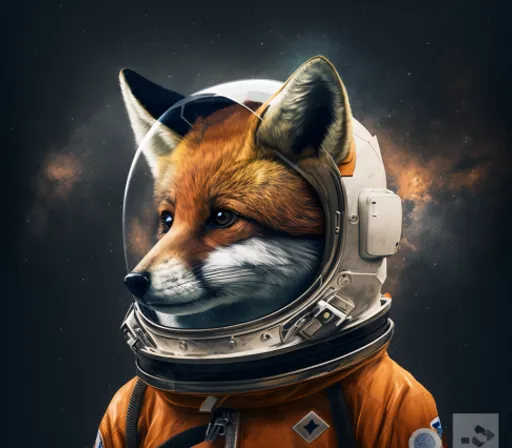 a fox in a space suit with a helmet on