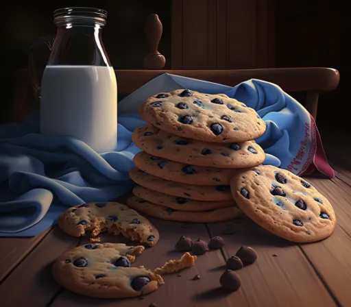 a stack of cookies next to a glass of milk