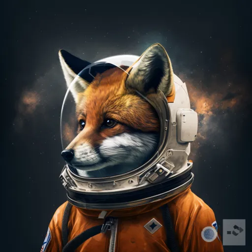 a fox in a space suit with a helmet on