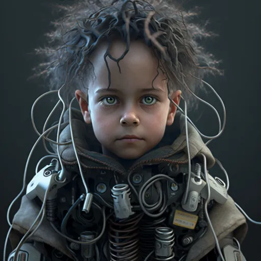 a young child with a bunch of wires on her head