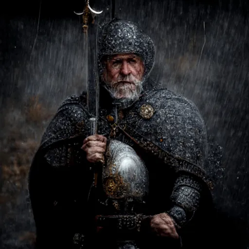 a man in a suit of armor holding a sword