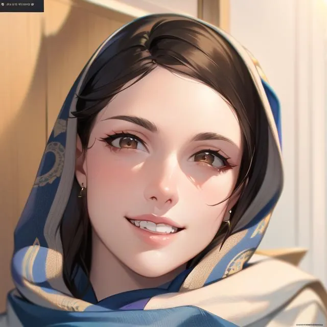 a digital painting of a woman wearing a shawl