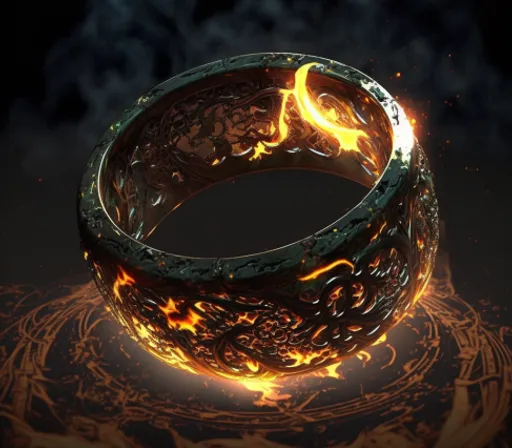 a ring with flames in the middle of it