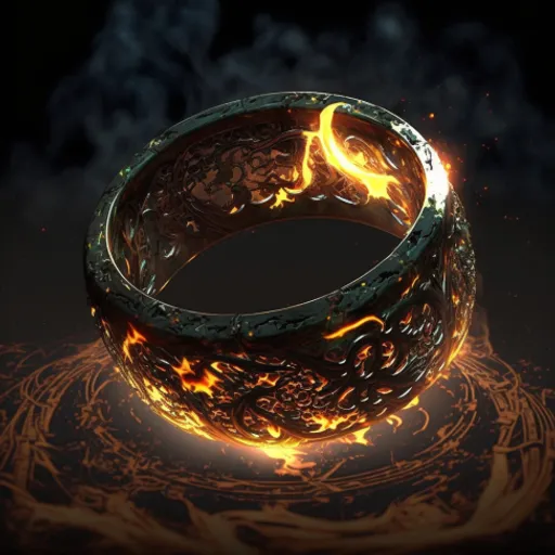 a ring with flames in the middle of it