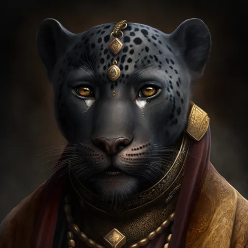 a painting of a leopard wearing a costume