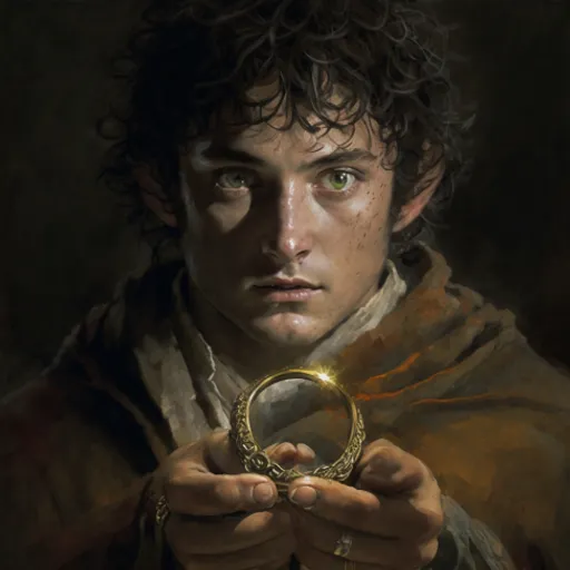 a painting of a young man holding a ring