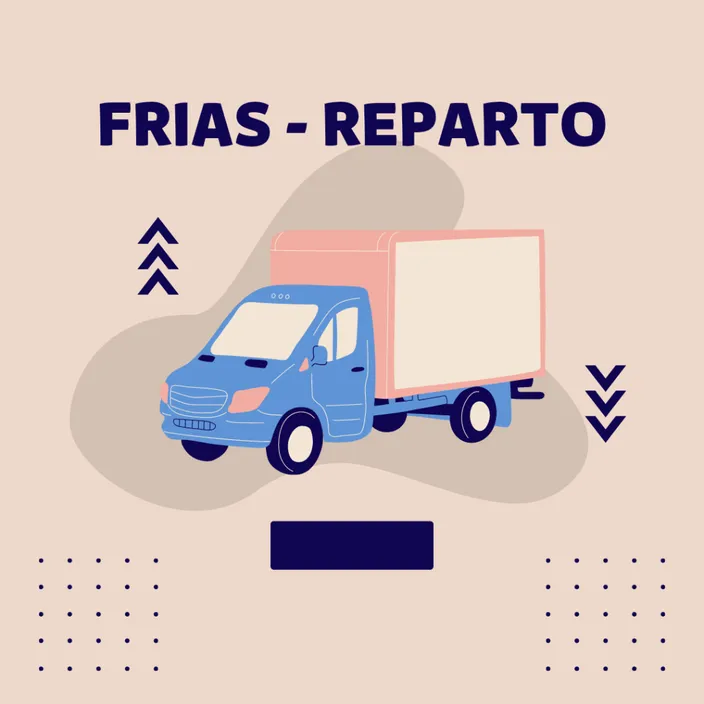 a blue truck with a white box on the back of it