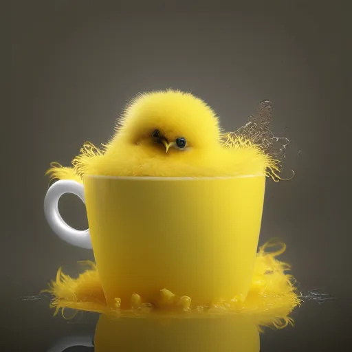 a small yellow bird sitting inside of a cup