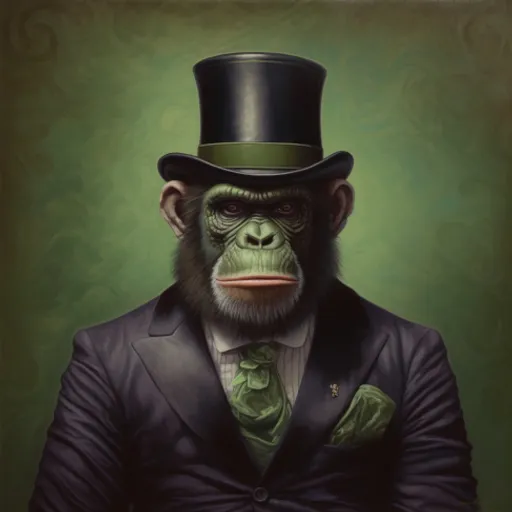 a monkey wearing a top hat and a suit