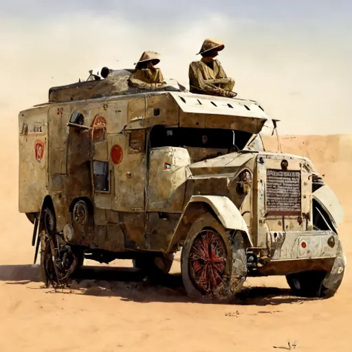 a couple of men riding on the back of a military vehicle