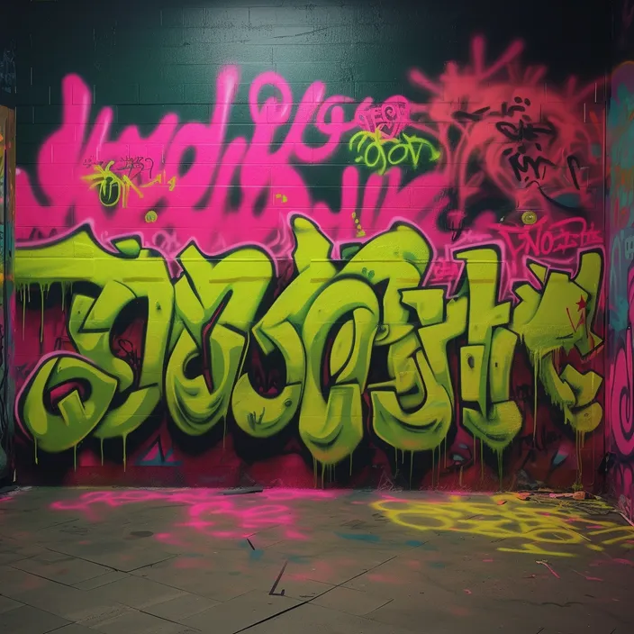 a wall covered in lots of colorful graffiti