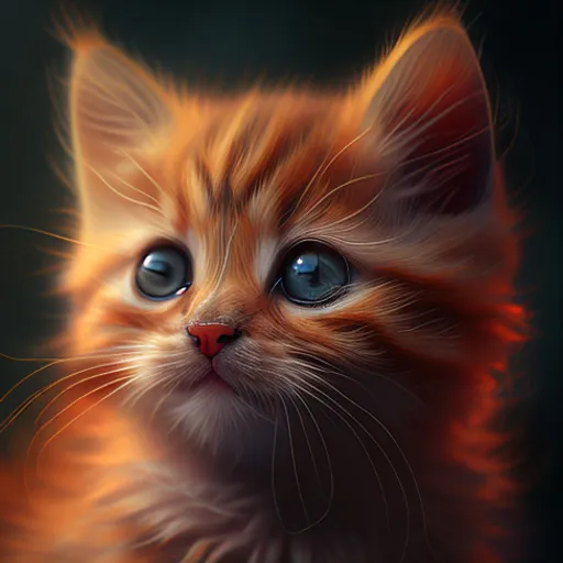 a painting of a kitten with blue eyes