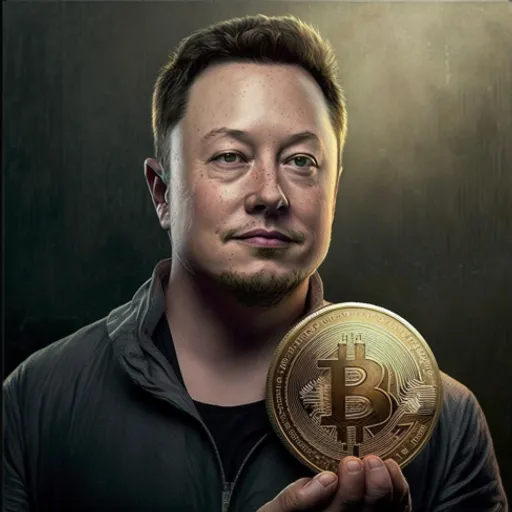 a man holding a bitcoin in front of his face