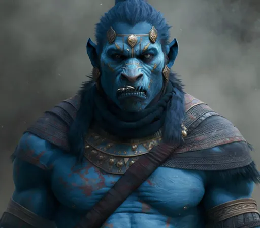 a man with blue skin and a blue face