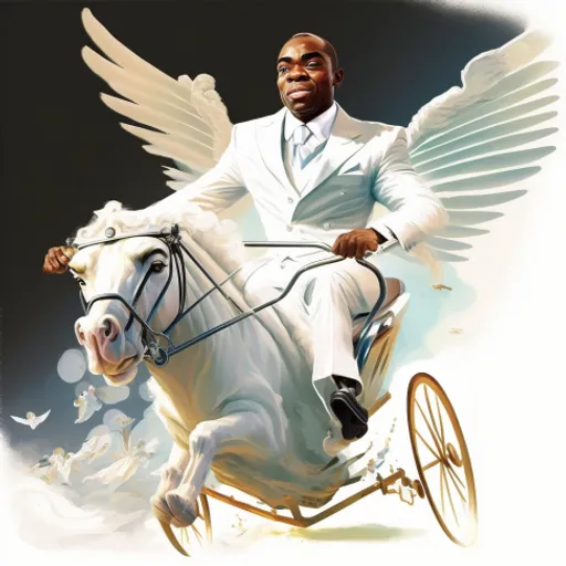 a man in a white suit riding a white horse