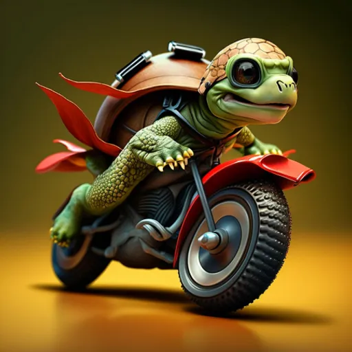 a small turtle riding on the back of a motorcycle