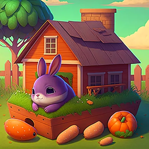 a house with a rabbit in the yard