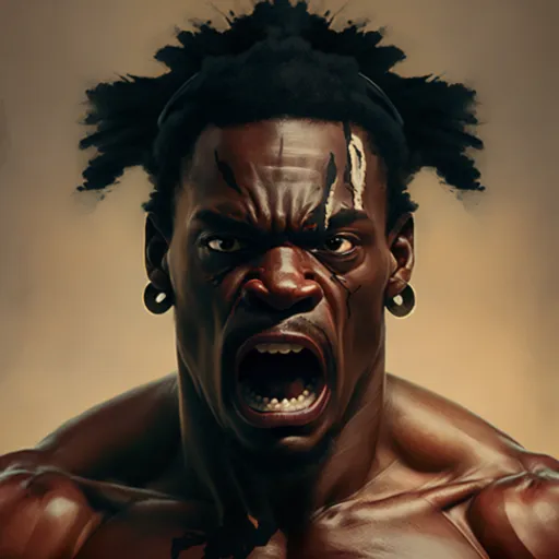 a painting of a man with dreadlocks on his head