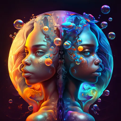 a couple of women with bubbles in their hair