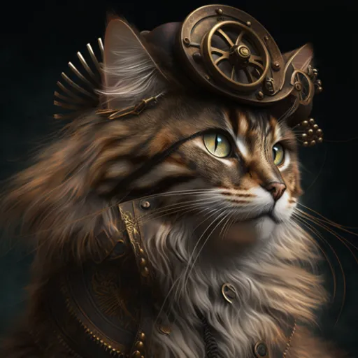 a cat with a steampunk hat on its head