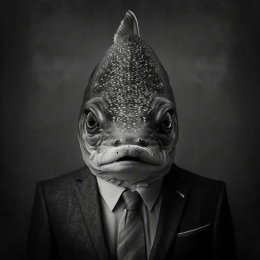 a fish wearing a suit and tie