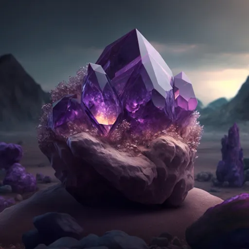 a rock with a bunch of purple crystals on top of it