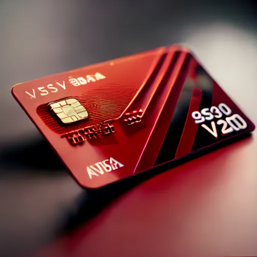 a red credit card sitting on top of a table