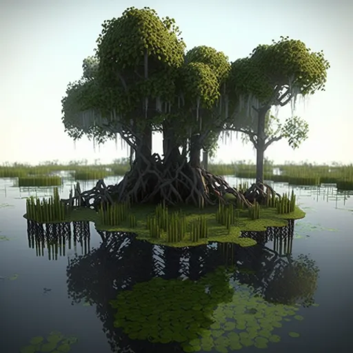 a small island with a tree growing out of it