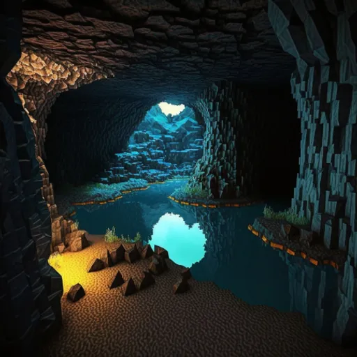 a cave with a pool of water inside of it